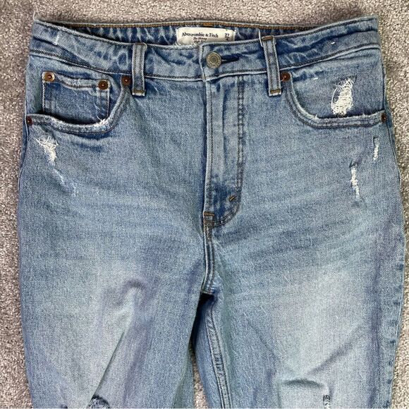 Abercrombie & Fitch Jeans Women’s 27 Short Blue Skinny High Rise Ripped Holes - Picture 3 of 13